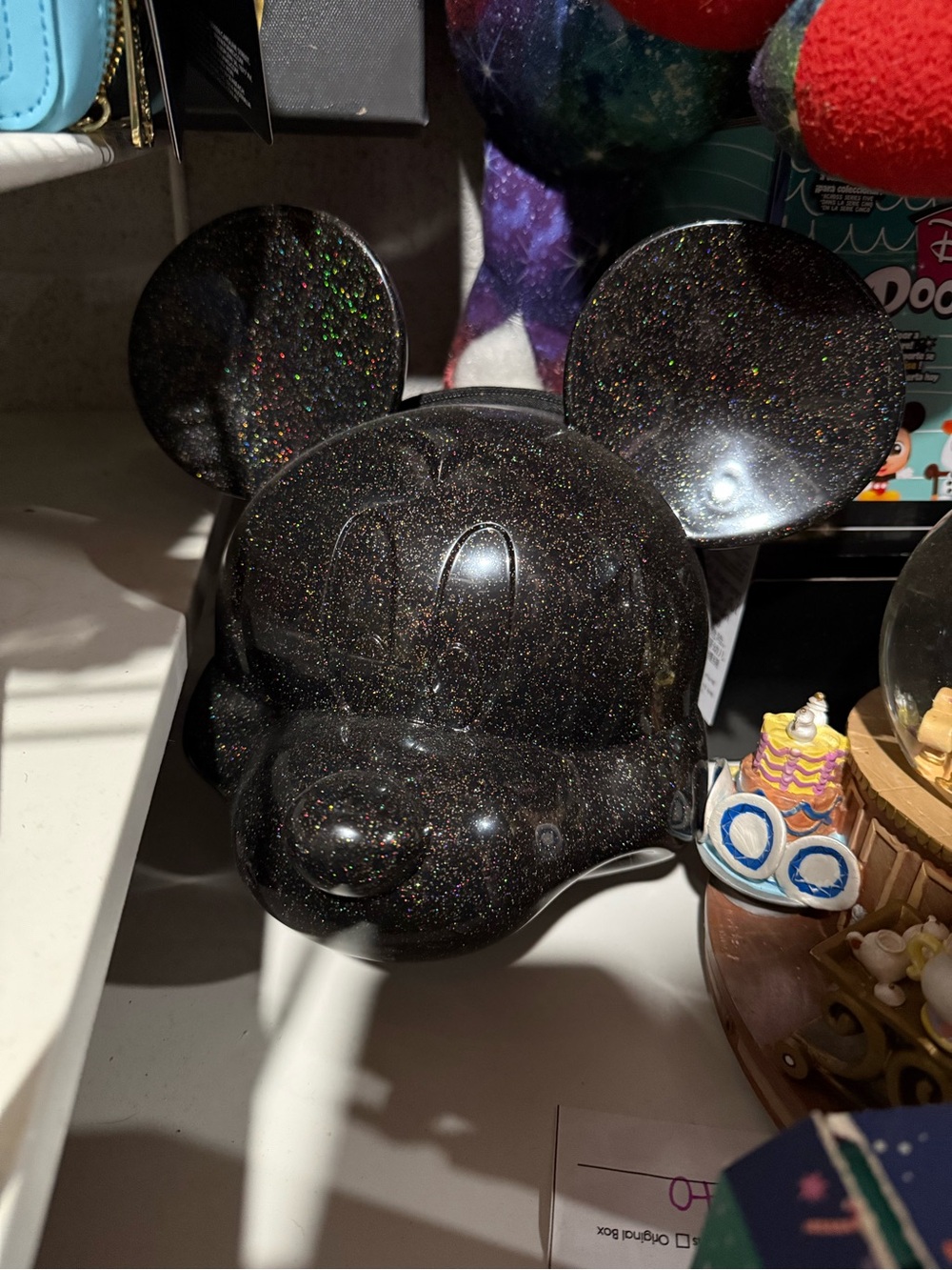 Disney Black Glitter Mickey Head Hardtag Loungefly NWT